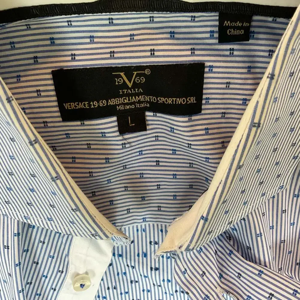 Versace 1969 Abbigliamento Sportivo Modern Fit Long Sleeve Button shirt Lg